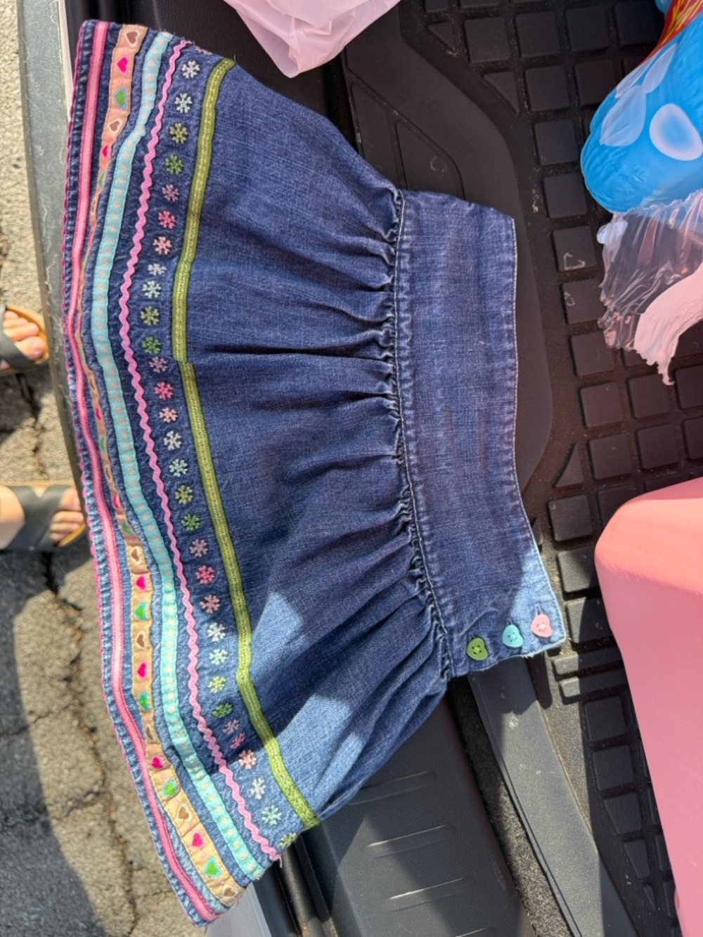 Vintage Y2K GAP Blue Denim Skirt with Pink Label and Embroidery